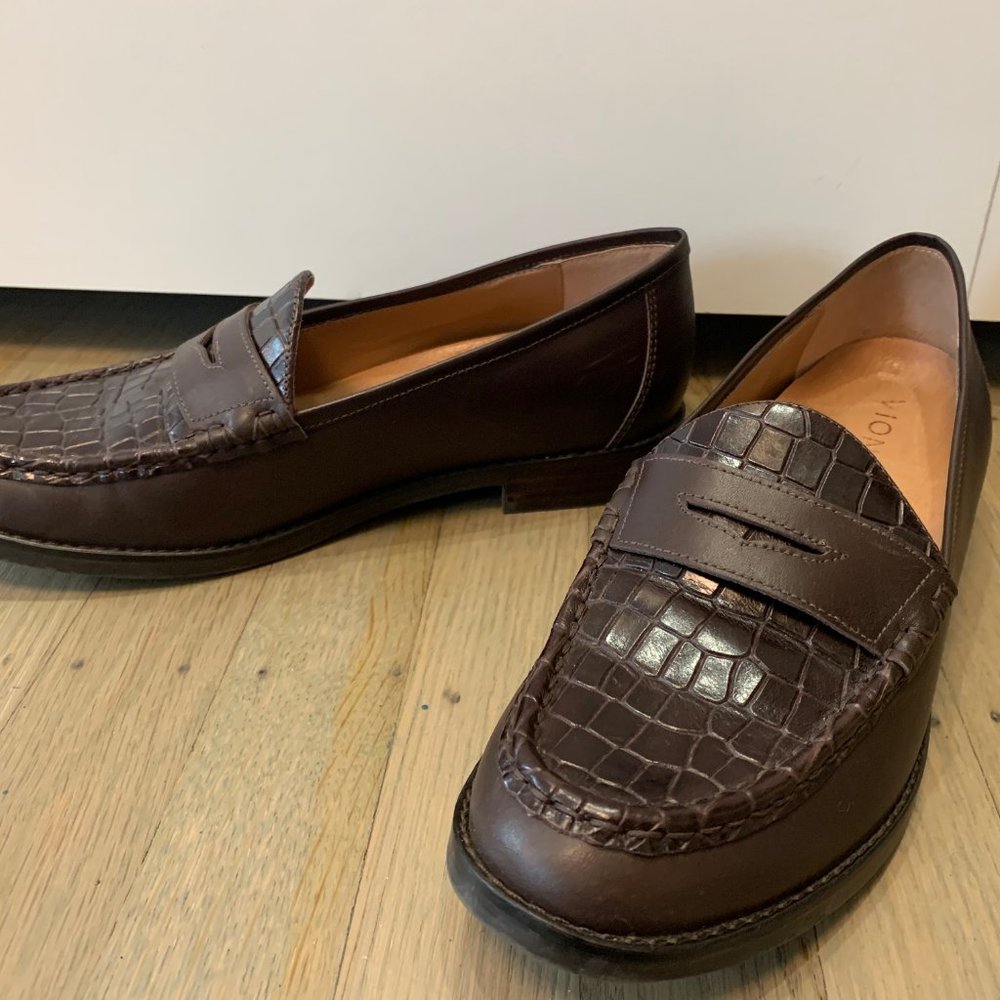 Vionic Waverly Leather Loafer - Dark Brown Croc - Picture 2 of 4
